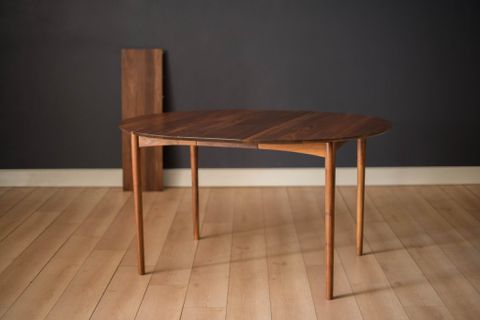 Mid-Century Modern Solid Walnut Round Extension Dining Table - Mid ... with Mastering the maintenance of walnut finish on vintage mid century tables